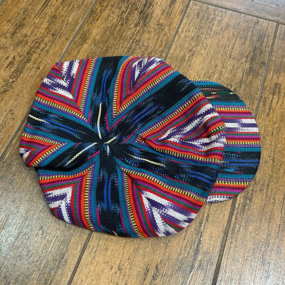 Guatemalan Hand Woven  Newsboy  Gatsby Rasta Hat Boho Hippie - Picture 5 of 7